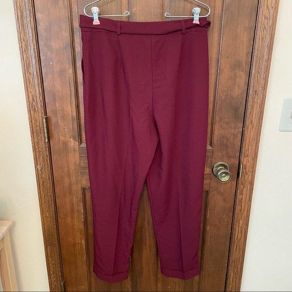 OPEN TO OFFERS ASOS Peg Leg Burgundy Pants with Obi Tie - Picture 9 of 9